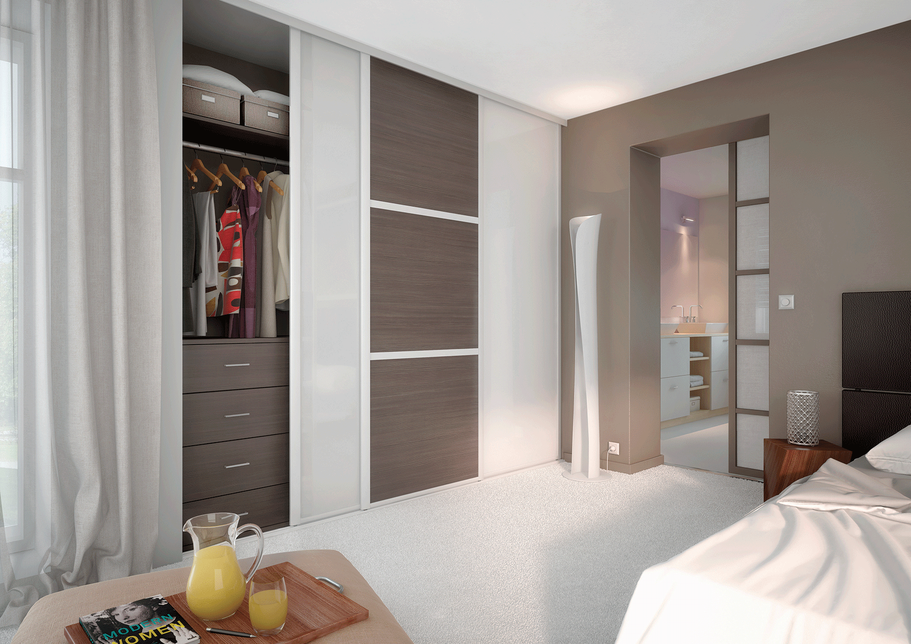 Chambre avec placard sur mesure - L'aménagement sur mesure